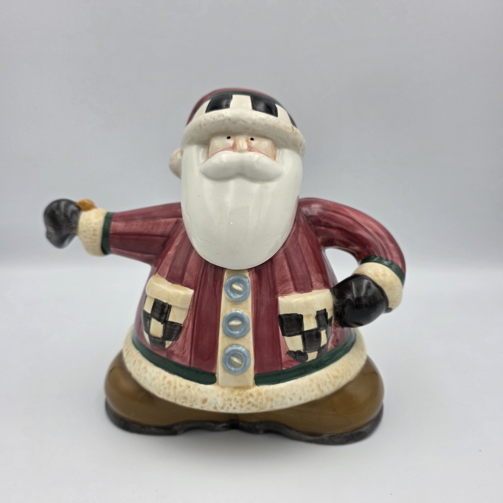 Debbie Mumm Sakura Short and Stout‎ Santa Christmas Mini 6 1/2" Teapot Ceramic